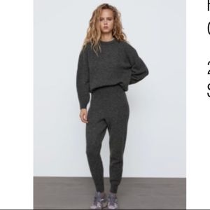 Zara High-waisted Knit Pants - Gray